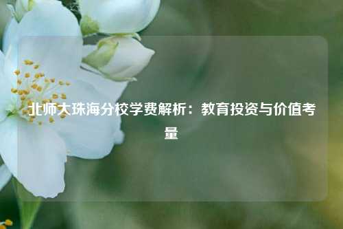 北师大珠海分校学费解析：教育投资与价值考量