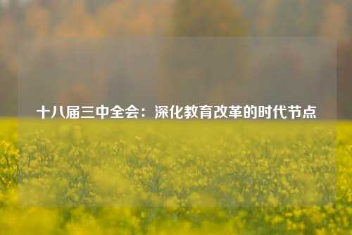 十八届三中全会：深化教育改革的时代节点