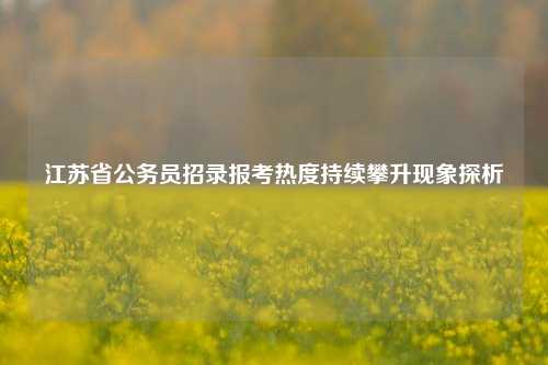 江苏省公务员招录报考热度持续攀升现象探析