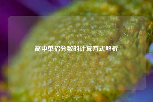 高中单招分数的计算方式解析