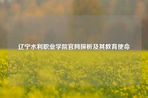 辽宁水利职业学院官网探析及其教育使命