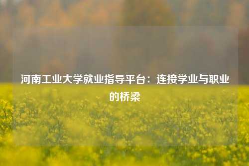 河南工业大学就业指导平台：连接学业与职业的桥梁