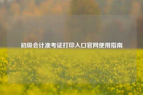 初级会计准考证打印入口官网使用指南